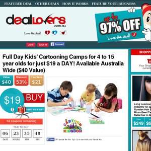 50%OFF Full Day Kids' Cartooning Camps for 4 to 15 Year Olds Deals and Coupons