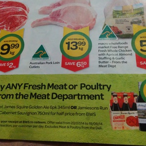 50%OFF Any meat department purchase at Woolies Deals and Coupons